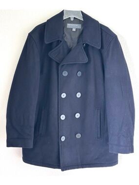Vintage Perry Ellis Portfolio Navy Blue Men’s Pea Coat